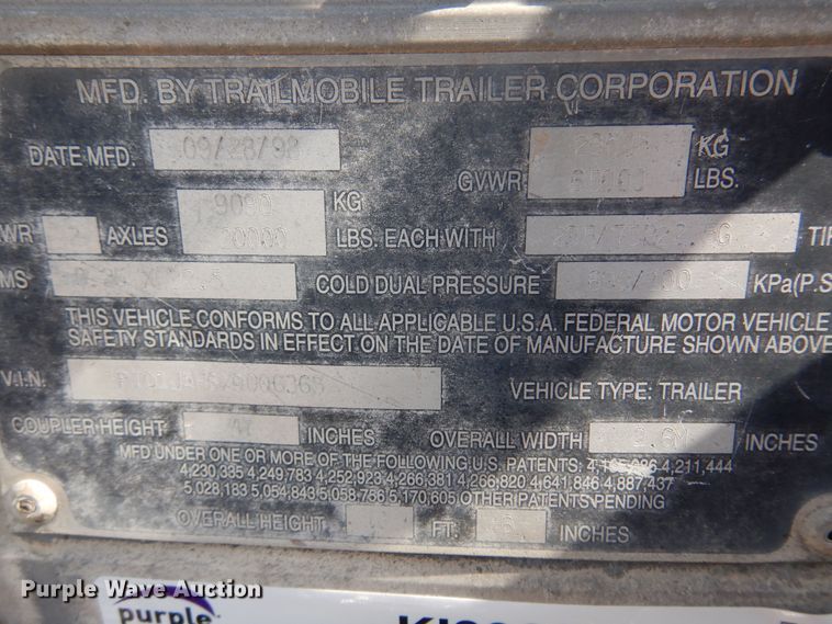 image for item KI9268 1999 Trailmobile  dry van trailer