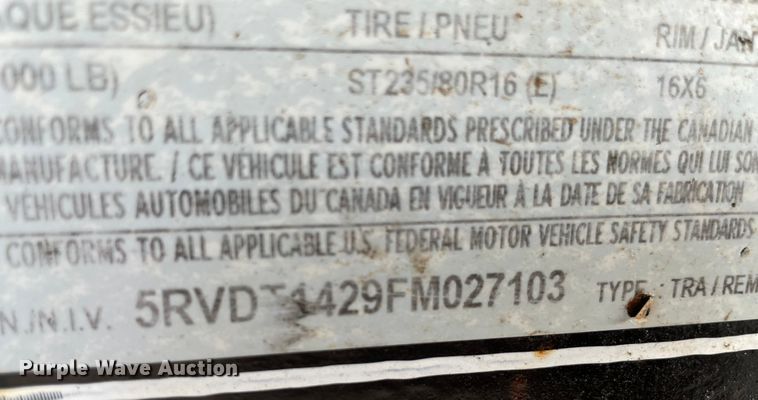 image for item KJ9723 2015 Lamar  dump trailer