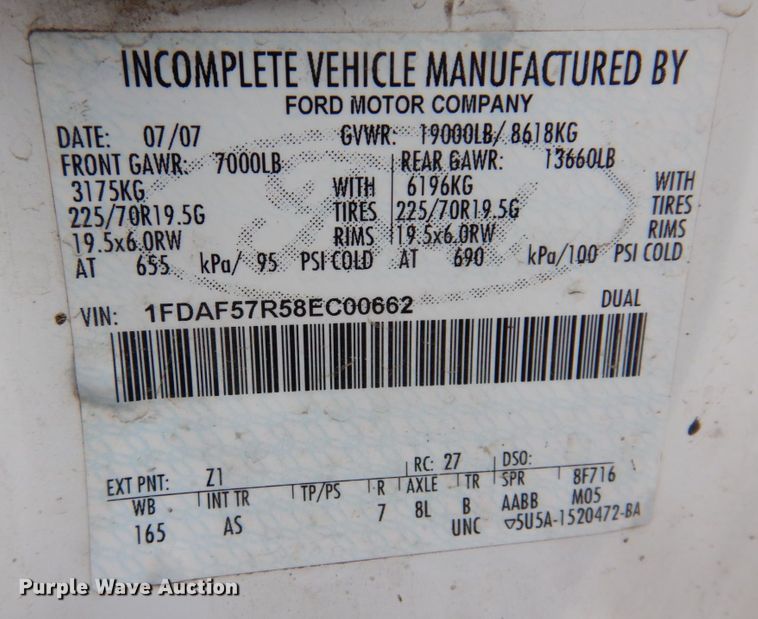 image for item KR9119 2008 Ford F550 Super Duty XL  bucket truck