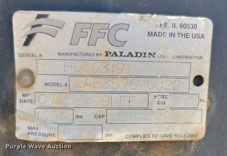 image for item LM9596 2008 FFC Preparator LAF3576-0022  skid steer rake