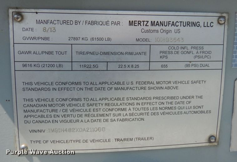 image for item MF9725 2013 Mertz 101893543  sand silo trailer