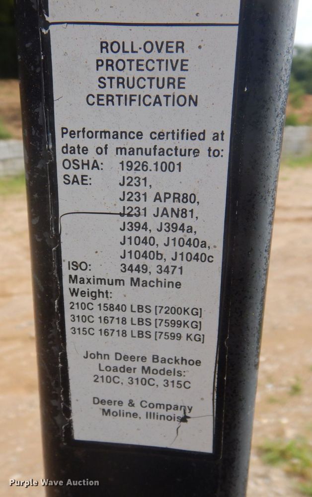 image for item MU9711 1986 John Deere 310C  backhoe