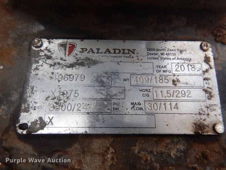 image for item MU9713 2018 Paladin X1075  skid steer auger