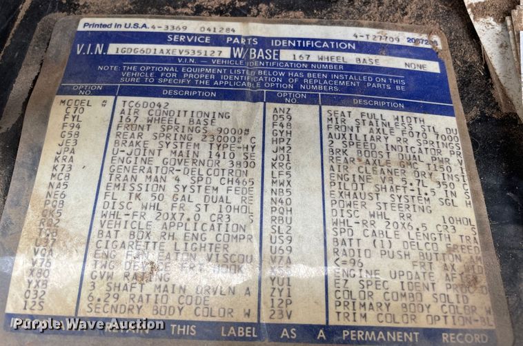 image for item DJ5231 1984 GMC C6000  dump flatbed truck