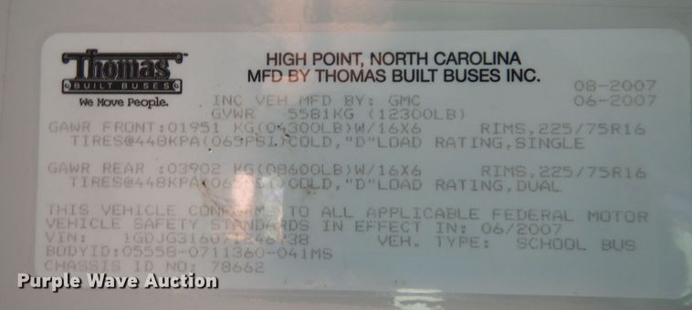 image for item DN1681 2008 Thomas  school bus