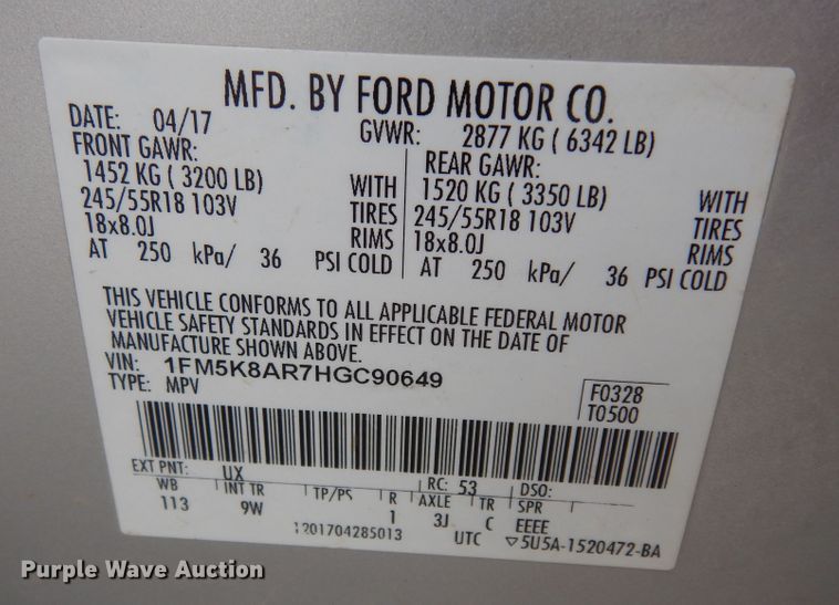 image for item DN1687 2017 Ford Explorer Police Interceptor  SUV