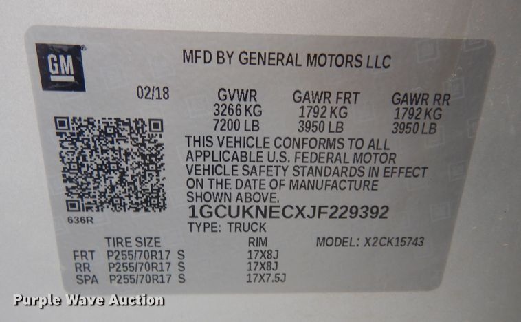 image for item DN1708 2018 Chevrolet Silverado 1500  Crew Cab pickup truck