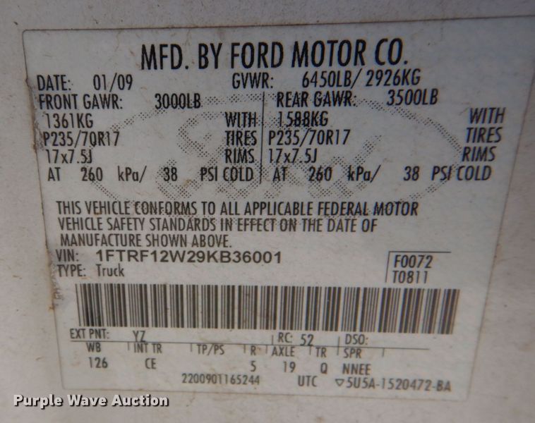 image for item DO1463 2009 Ford F150  pickup truck