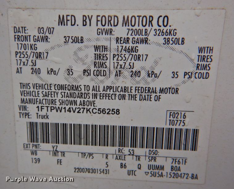 image for item DP4728 2007 Ford F150  SuperCrew pickup truck