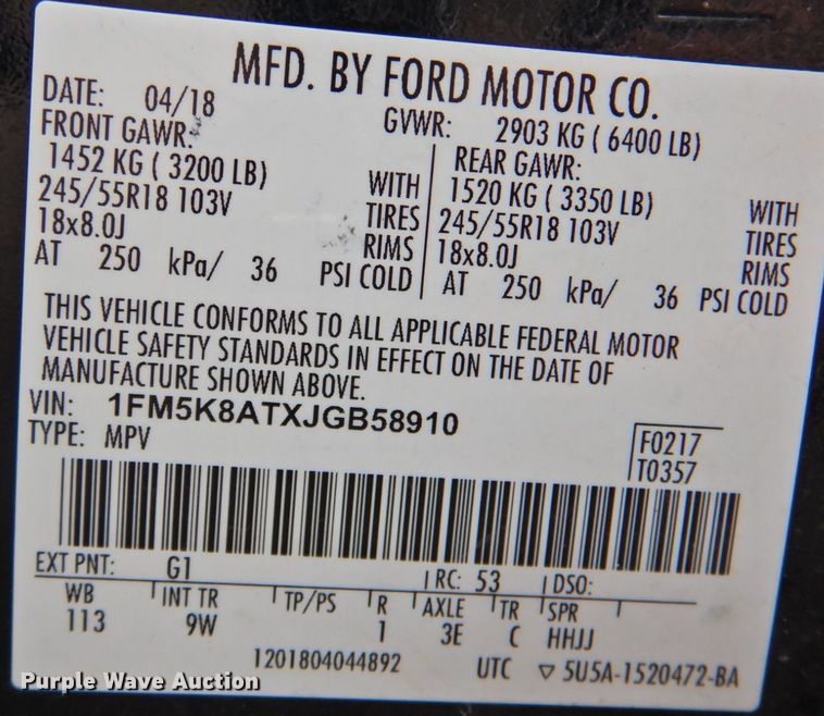 image for item DP4731 2018 Ford Explorer Police Interceptor  SUV