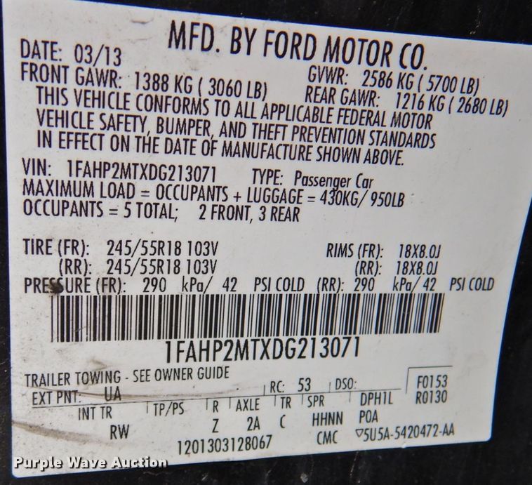 image for item DP4735 2013 Ford Taurus Police Interceptor