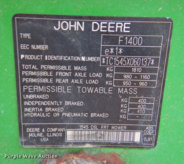 image for item DP4737 John Deere 1545  lawn mower