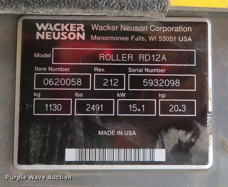 image for item FB9811 2009 Wacker Neuson RD12A  double drum roller
