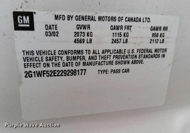 image for item IU9863 2002 Chevrolet Impala