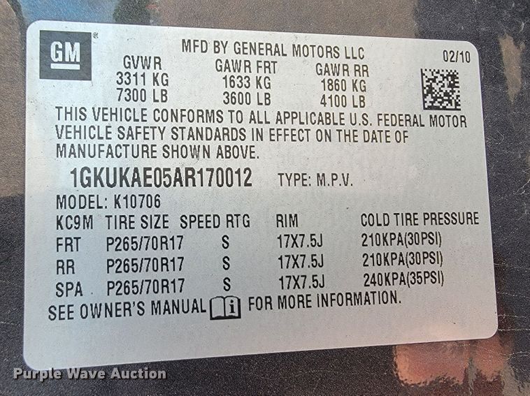 image for item JC9669 2010 GMC Yukon  SUV