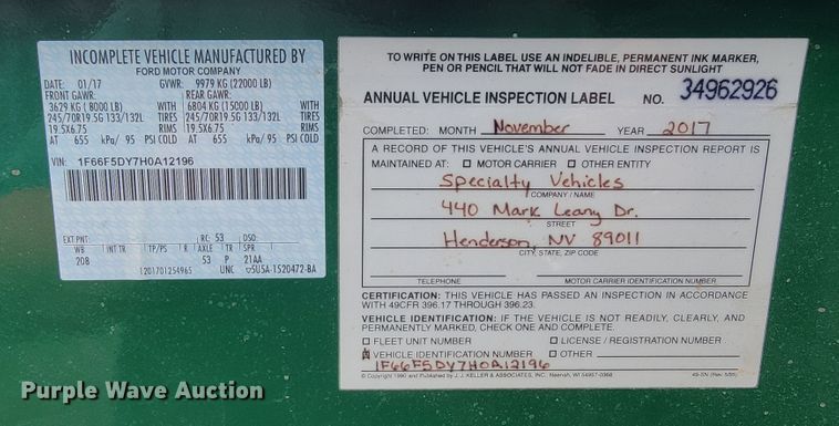 image for item JC9748 2017 Ford  trolley