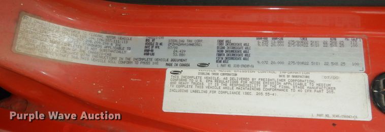 image for item KS9795 2001 Sterling L9500  winch truck