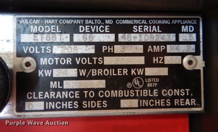 image for item KS9819 (2) Vulcan ET88T convection ovens