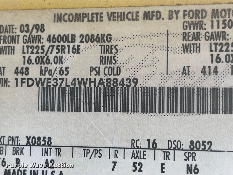 image for item LF9258 1998 Ford Econoline E350  box truck