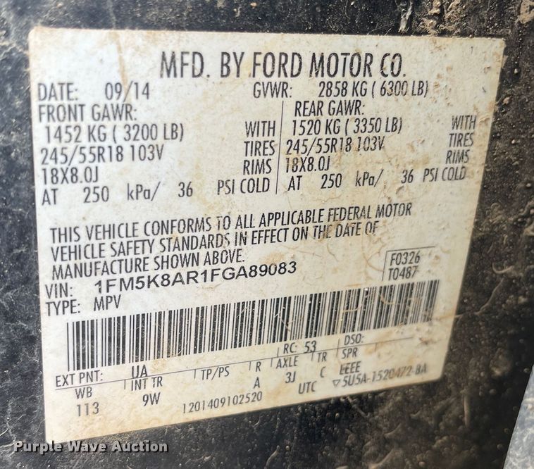 image for item LF9263 2015 Ford Explorer Police Interceptor  SUV