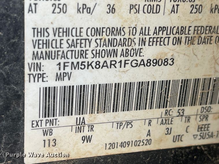 image for item LF9263 2015 Ford Explorer Police Interceptor  SUV