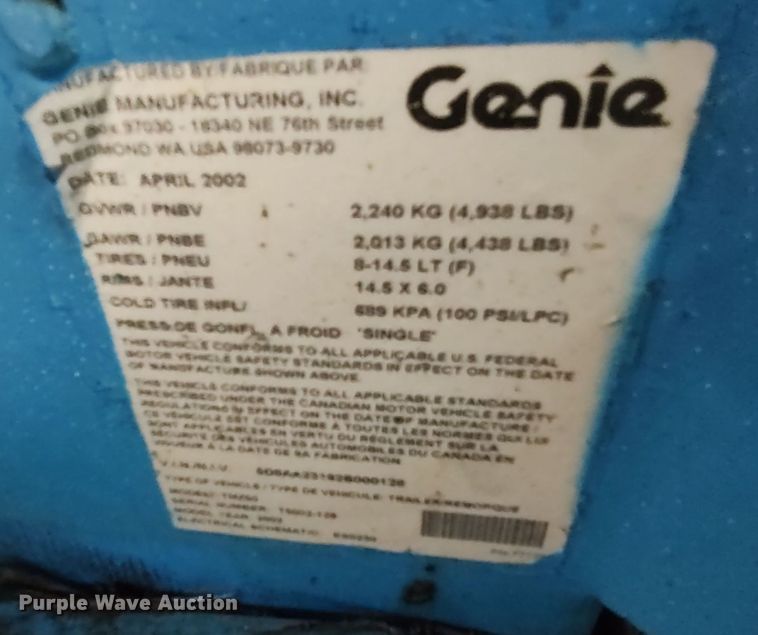 image for item LK9036 2002 Genie TMZ50  boom lift
