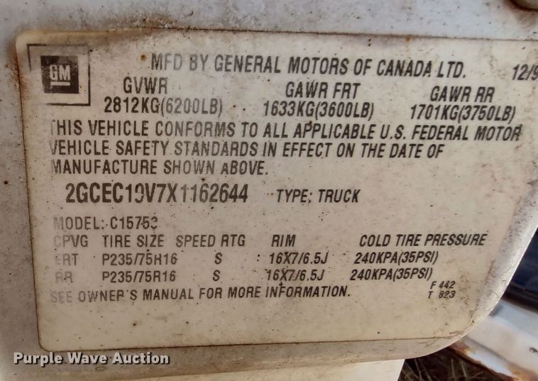 image for item LU9259 1999 Chevrolet Silverado 1500  Ext. Cab pickup truck