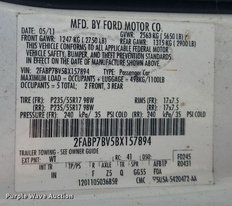 image for item MK9045 2011 Ford Crown Victoria Police Interceptor