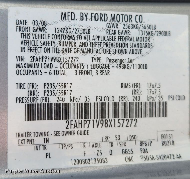 image for item MK9046 2008 Ford Crown Victoria Police Interceptor