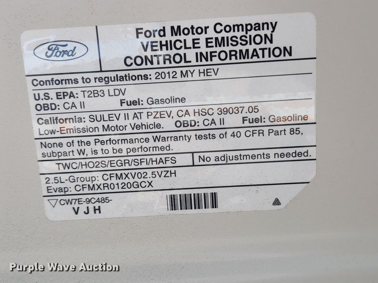 image for item MK9073 2012 Ford Fusion Hybrid