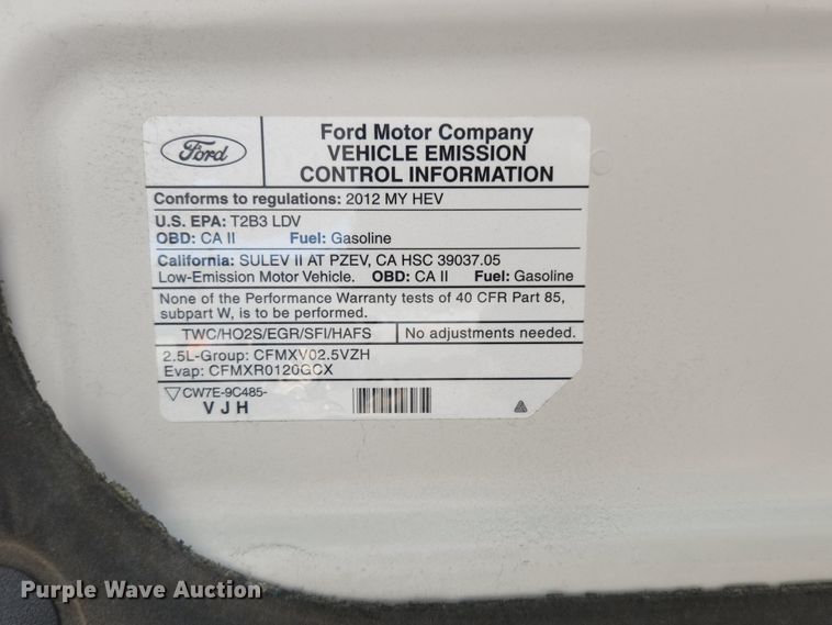 image for item MK9074 2012 Ford Fusion Hybrid