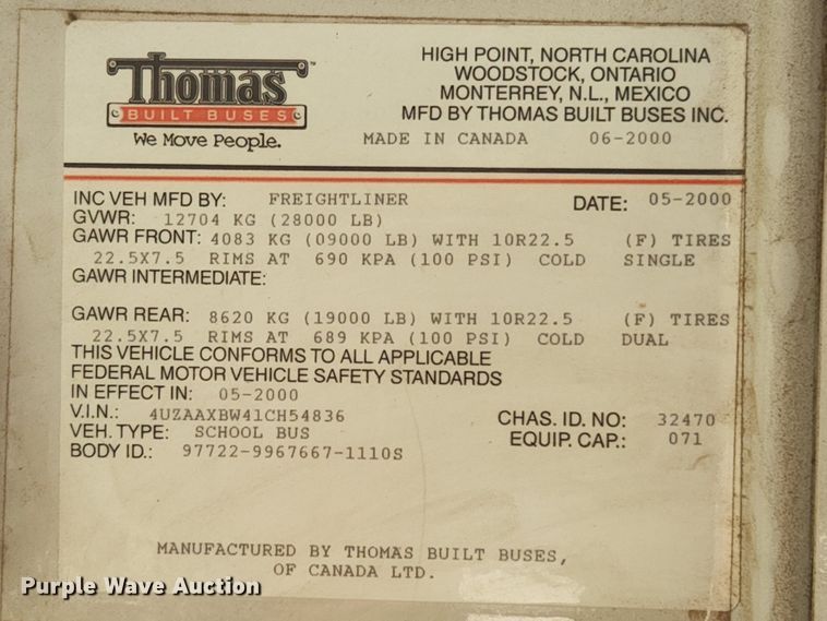 image for item MK9082 2001 Freightliner FS65  school bus