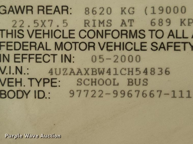 image for item MK9082 2001 Freightliner FS65  school bus