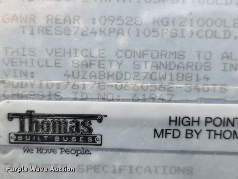 image for item MK9083 2007 Thomas Built B2  school bus