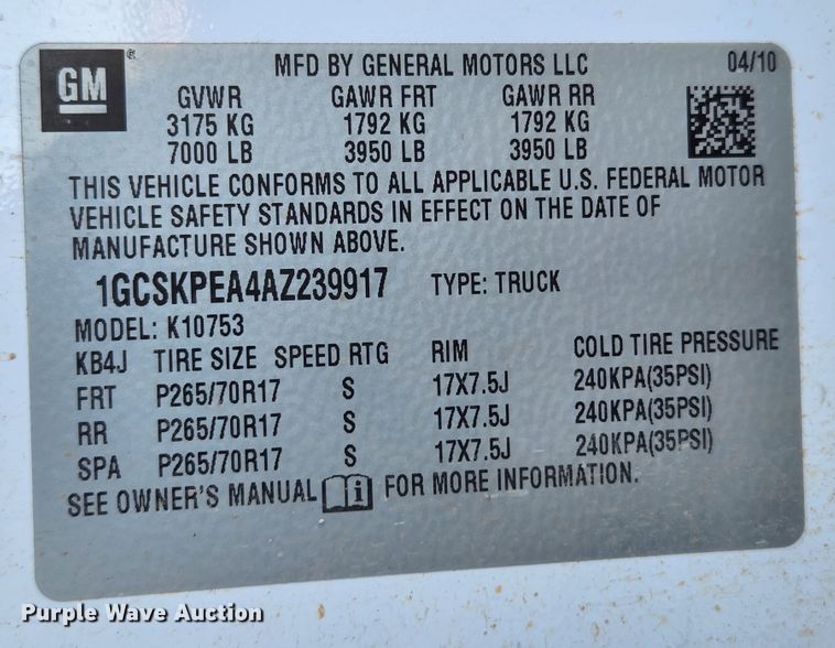 image for item MK9112 2010 Chevrolet Silverado 1500  Ext. Cab pickup truck