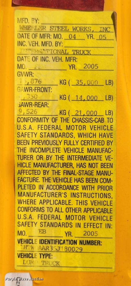 image for item MK9116 2005 International 7400  Crew Cab dump truck