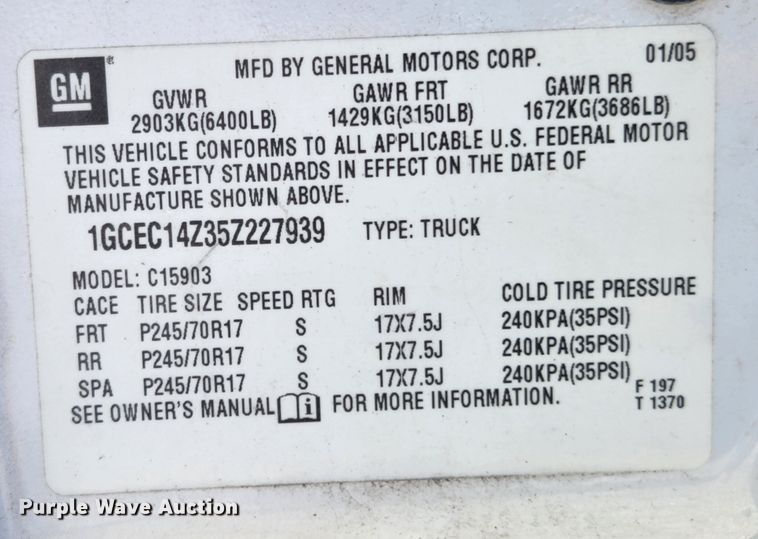 image for item MK9118 2005 Chevrolet Silverado 1500  pickup truck