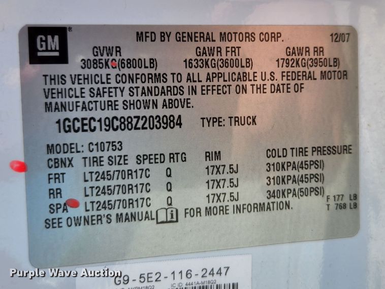 image for item MK9121 2008 Chevrolet Silverado 1500  Ext. Cab pickup truck