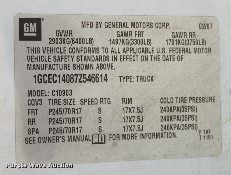 image for item MK9128 2007 Chevrolet Silverado 1500  pickup truck