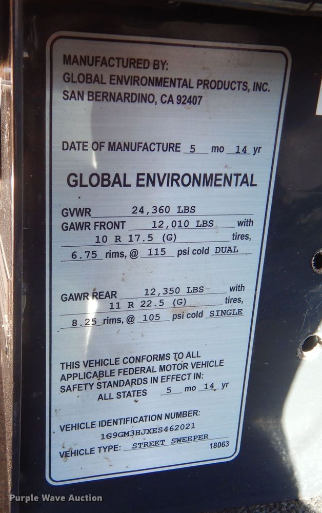 image for item MX9992 2014 Global M3  street sweeper