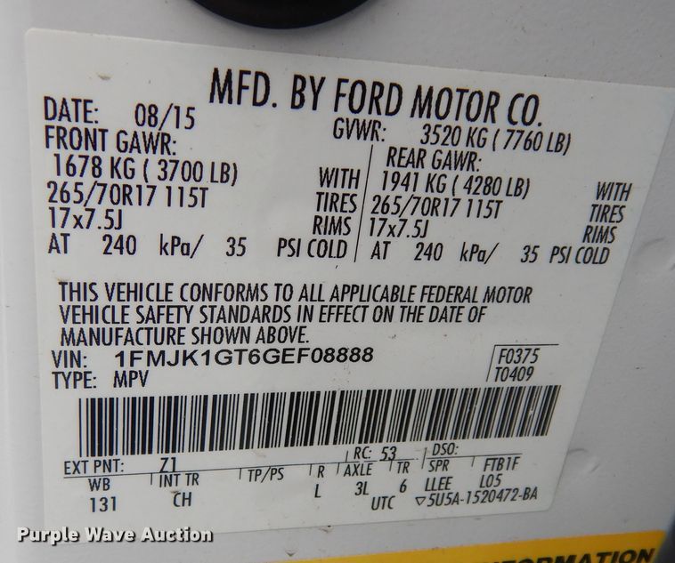 image for item DN1694 2016 Ford Expedition EL  SUV