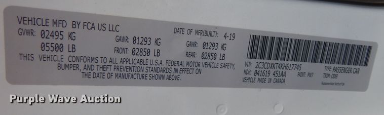 image for item DN1696 2019 Dodge Charger Police 