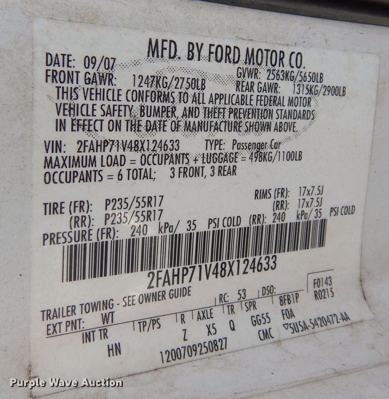 image for item DN1700 2008 Ford Crown Victoria Police Interceptor