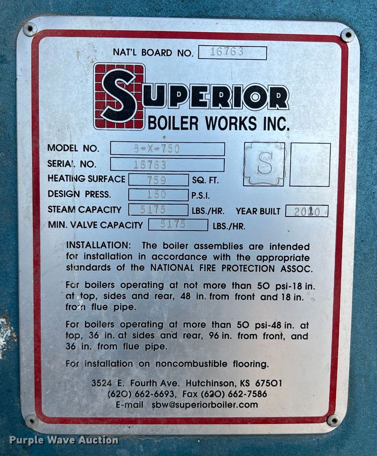 image for item DK7061 2010 Superior 8-X-750  boiler