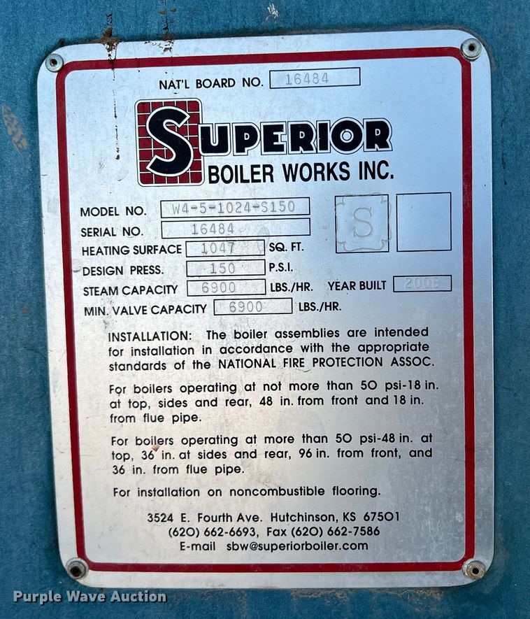 image for item DK7062 2008 Superior W4-5-1024-S150  boiler