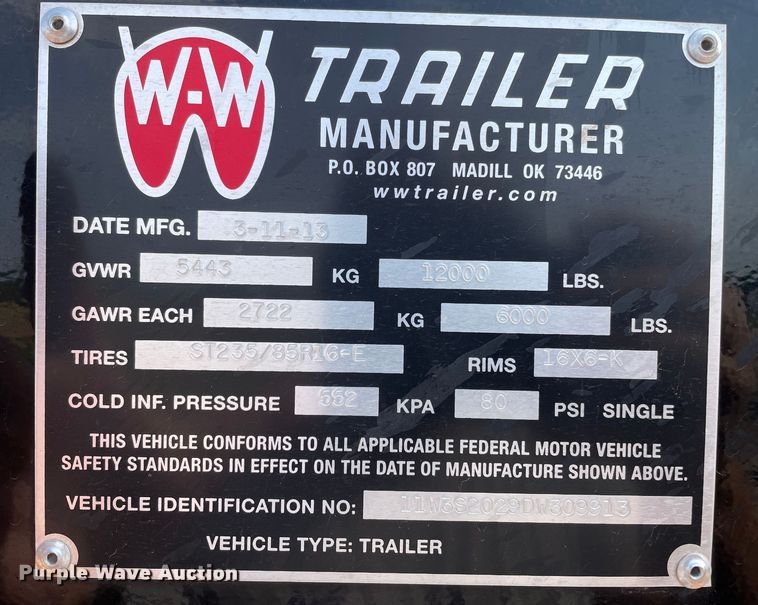 image for item DN5081 2013 W-W Roustabout  livestock trailer