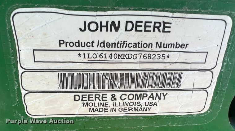 image for item JM9204 2013 John Deere 6140M  MFWD tractor