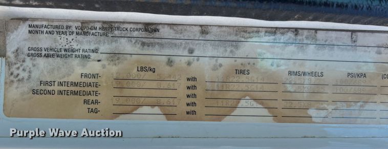 image for item KC9841 1994 White GMC WG  fertilizer delivery truck