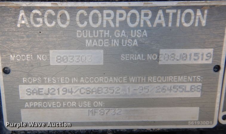 image for item LT9911 2015 Massey Ferguson 8732  MFWD tractor