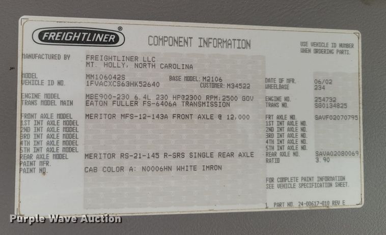 image for item DM2457 2003 Freightliner Business Class M2  propane truck